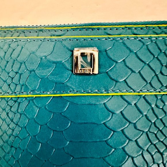 LODIS  IRIS PYTHON EMBOSSED ZIP AROUND WALLET BLUE - Picture 2 of 9